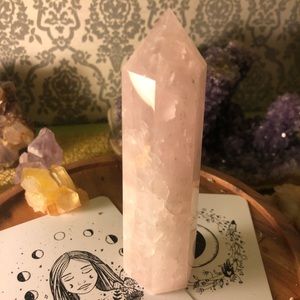 Boho large Rose Quartz Healing crystal Tower